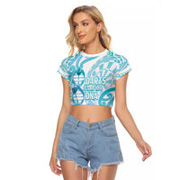 Personalised New Zealand Darts Raglan Cropped T Shirt Aotearoa Maori Its In My DNA White - Polynesian Pride