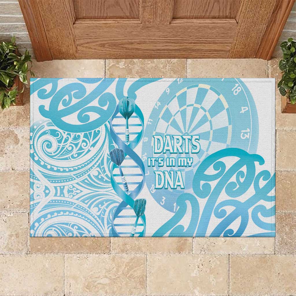 New Zealand Darts Rubber Doormat Aotearoa Maori Its In My DNA White - Polynesian Pride