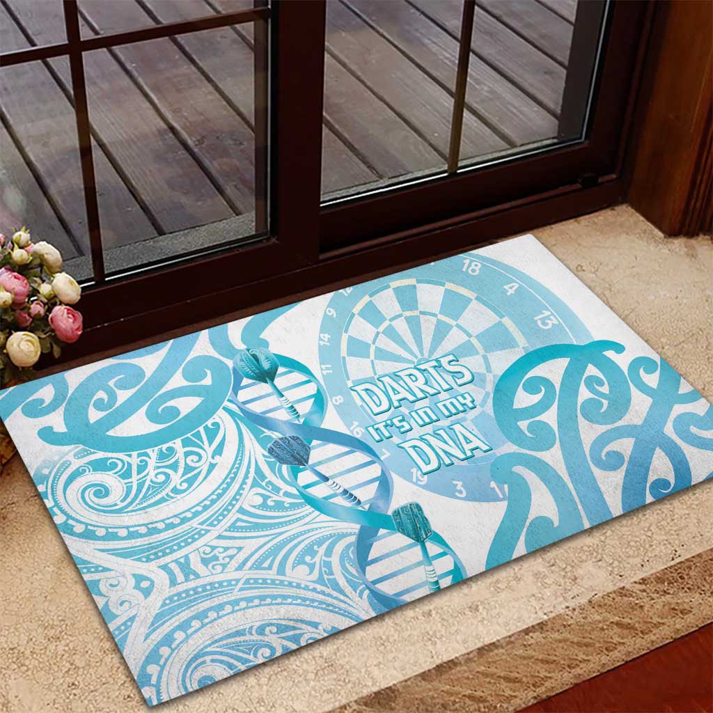 New Zealand Darts Rubber Doormat Aotearoa Maori Its In My DNA White - Polynesian Pride