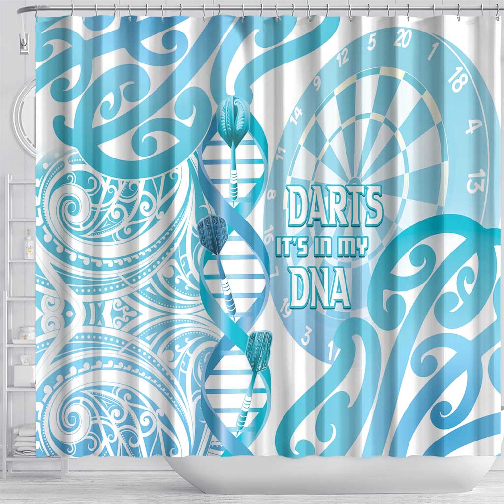 New Zealand Darts Shower Curtain Aotearoa Maori Its In My DNA White - Polynesian Pride