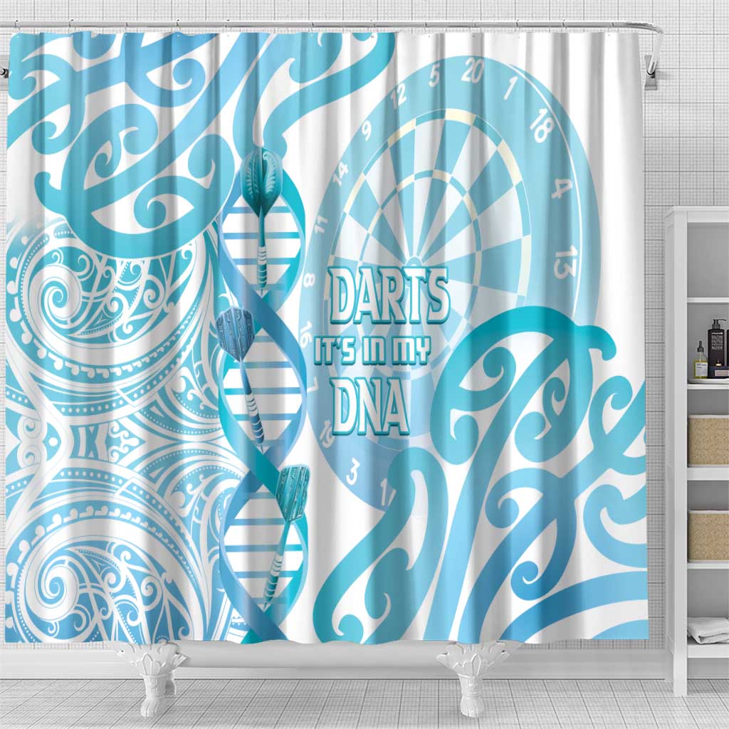 New Zealand Darts Shower Curtain Aotearoa Maori Its In My DNA White - Polynesian Pride