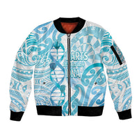 Personalised New Zealand Darts Sleeve Zip Bomber Jacket Aotearoa Maori Its In My DNA White LT14 Unisex White - Polynesian Pride