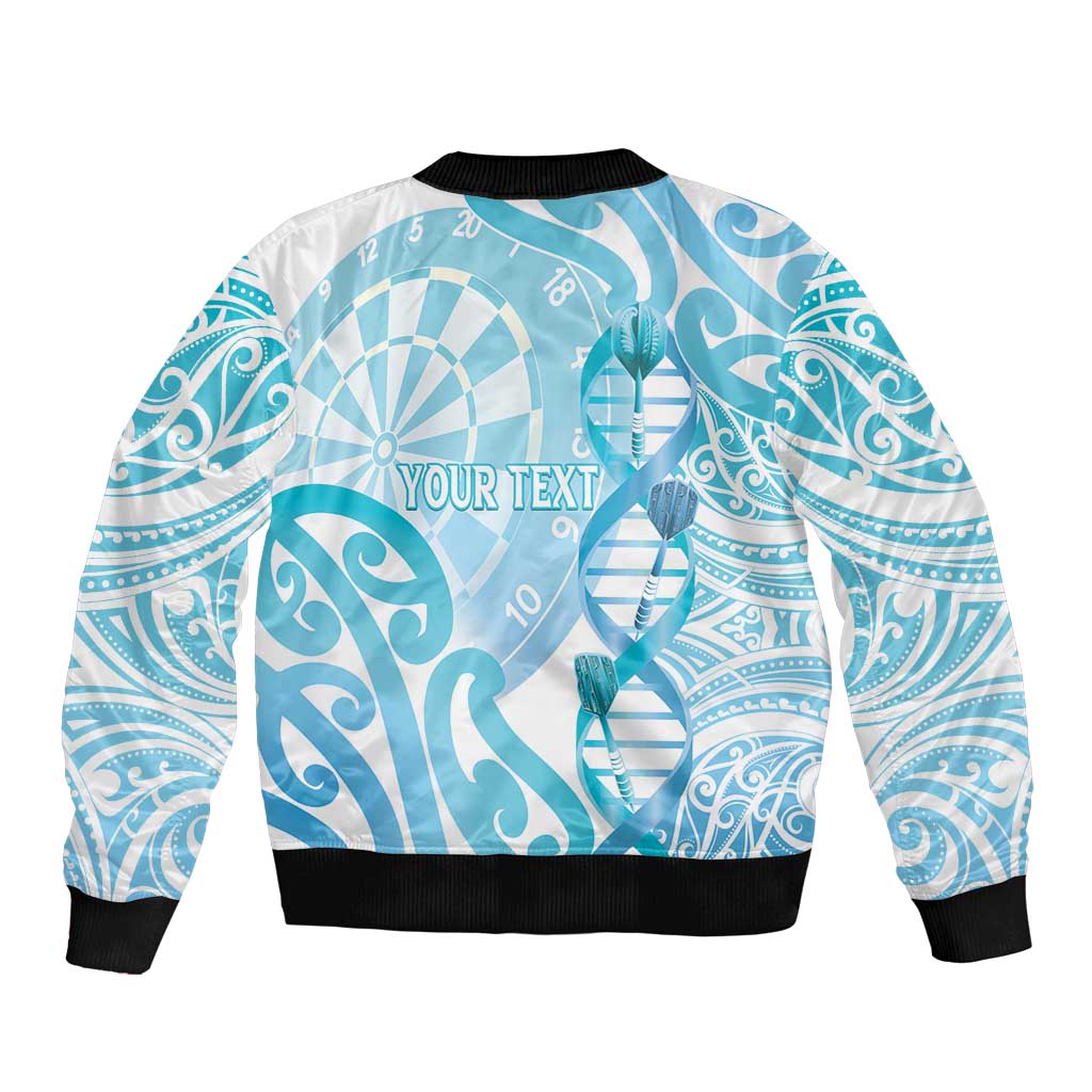 Personalised New Zealand Darts Sleeve Zip Bomber Jacket Aotearoa Maori Its In My DNA White LT14 - Polynesian Pride
