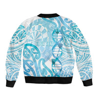 Personalised New Zealand Darts Sleeve Zip Bomber Jacket Aotearoa Maori Its In My DNA White LT14 - Polynesian Pride
