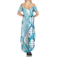 Personalised New Zealand Darts Summer Maxi Dress Aotearoa Maori Its In My DNA White - Polynesian Pride