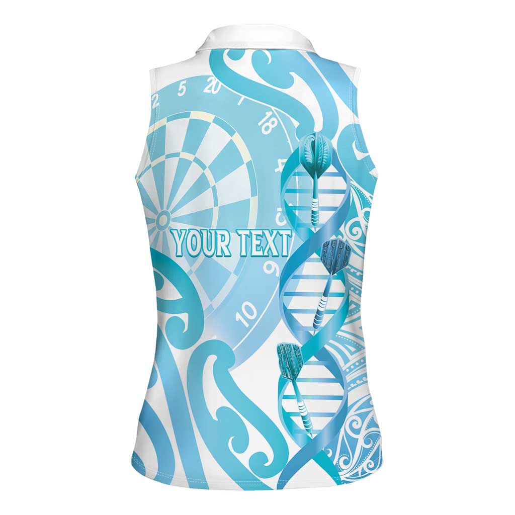 Personalised New Zealand Darts Women Sleeveless Polo Shirt Aotearoa Maori Its In My DNA White - Polynesian Pride