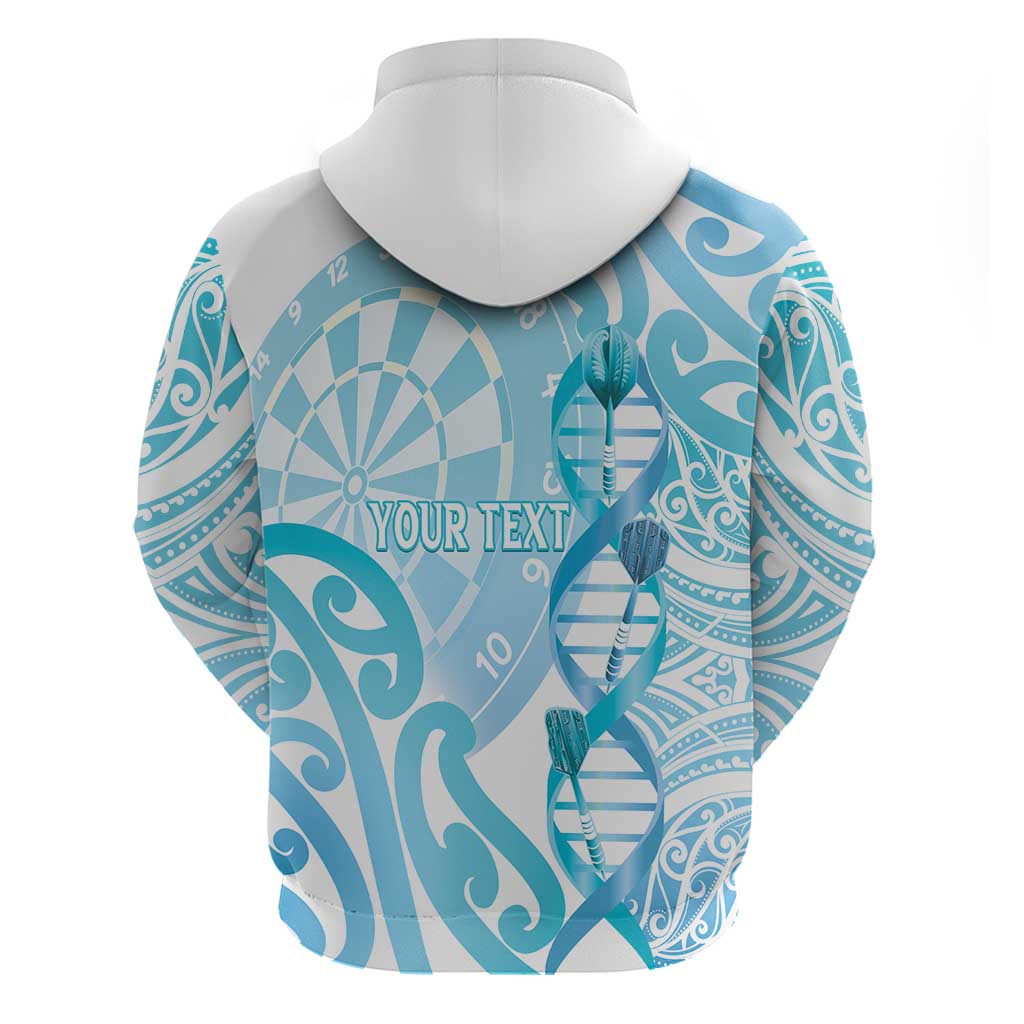 Personalised New Zealand Darts Zip Hoodie Aotearoa Maori Its In My DNA White - Polynesian Pride
