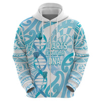 Personalised New Zealand Darts Zip Hoodie Aotearoa Maori Its In My DNA White - Polynesian Pride
