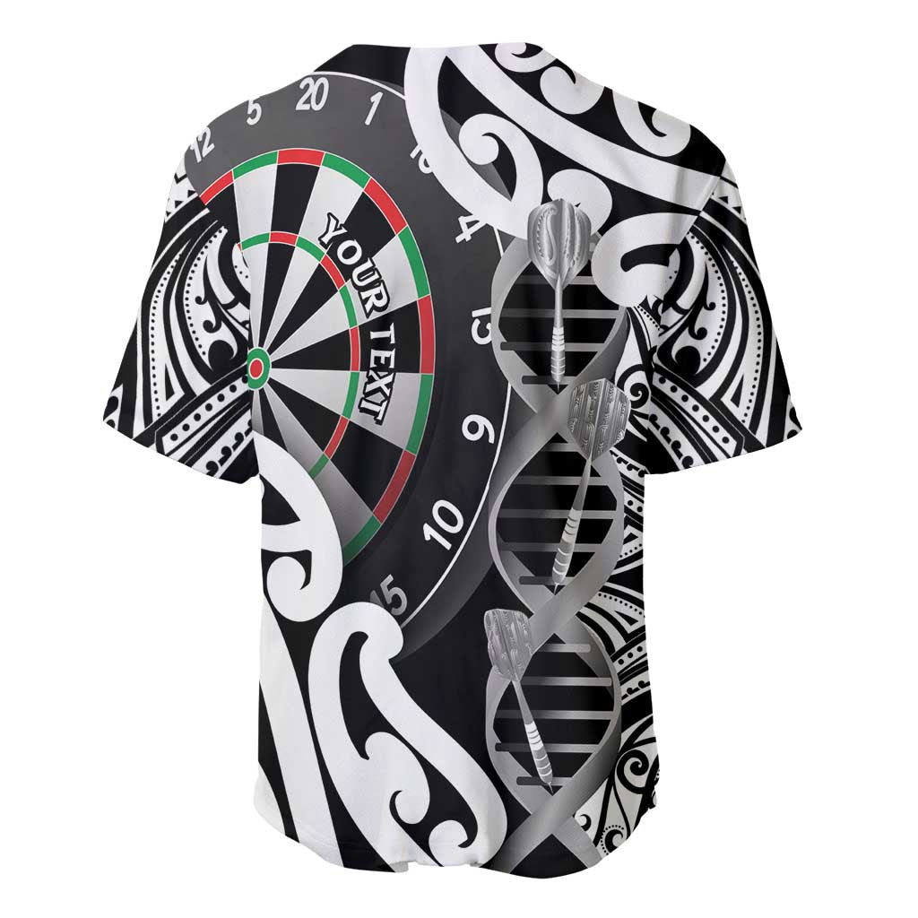 Personalised New Zealand Darts Baseball Jersey Aotearoa Maori Its In My DNA Black LT14 - Polynesian Pride