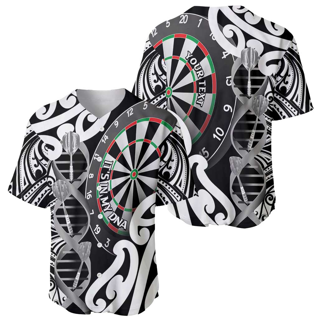 Personalised New Zealand Darts Baseball Jersey Aotearoa Maori Its In My DNA Black LT14 - Polynesian Pride