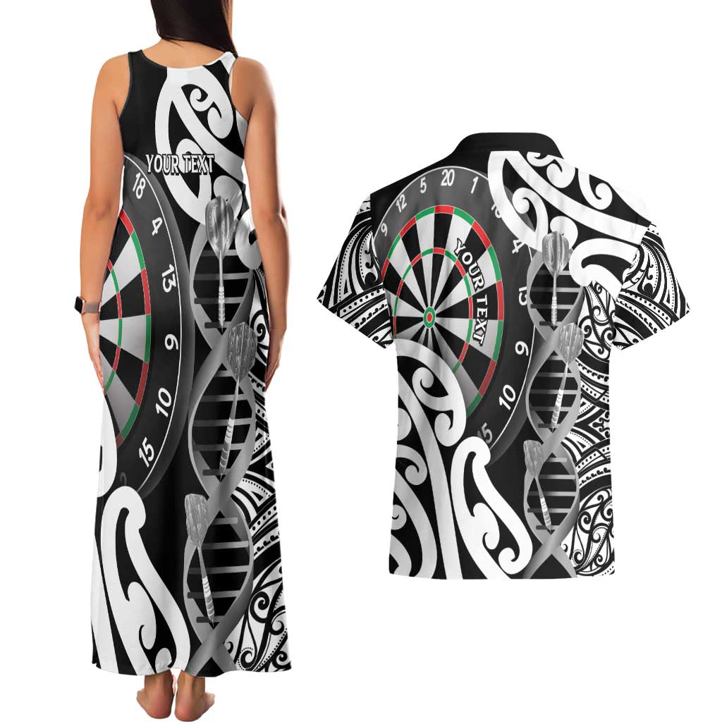 Personalised New Zealand Darts Couples Matching Tank Maxi Dress and Hawaiian Shirt Aotearoa Maori Its In My DNA Black LT14 - Polynesian Pride