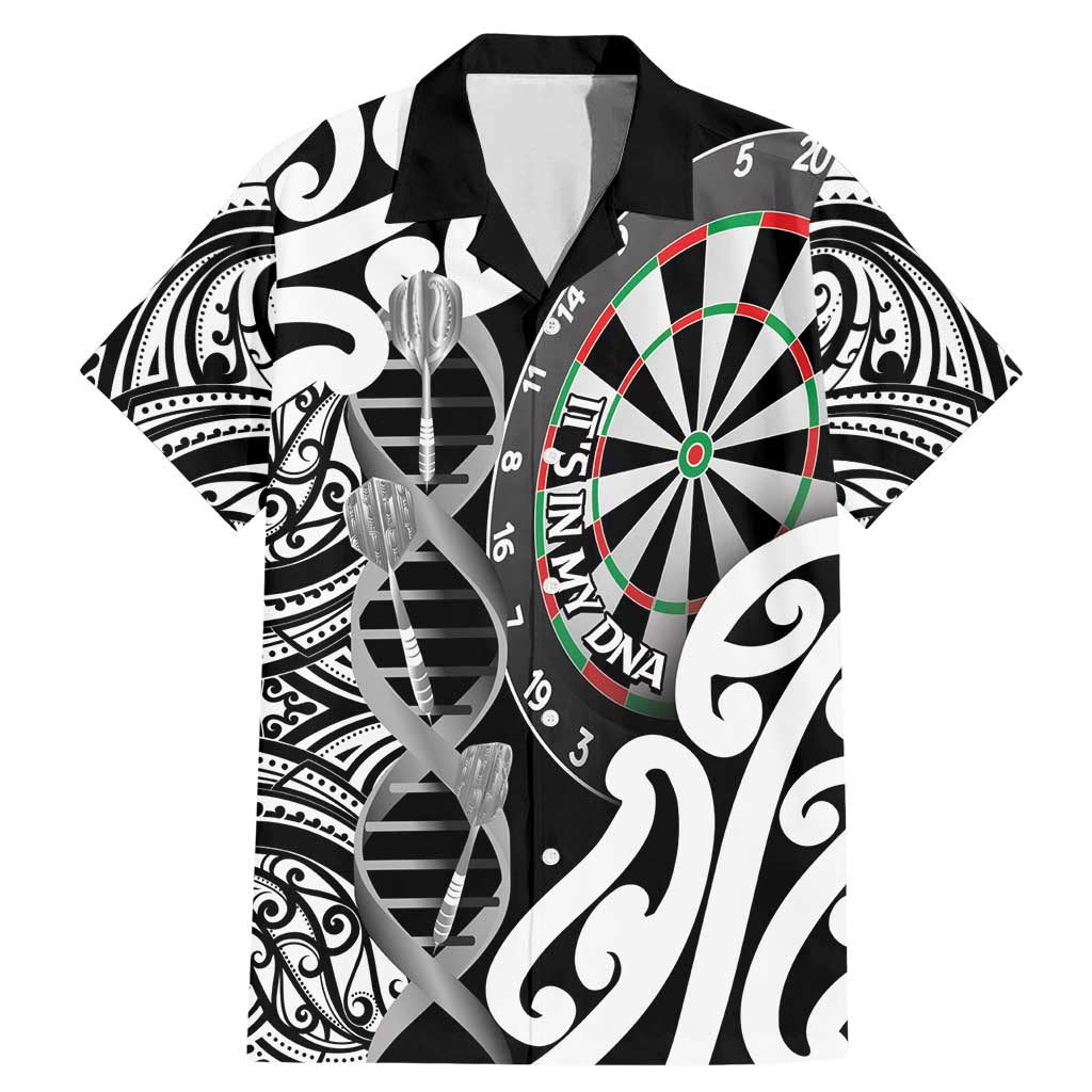Personalised New Zealand Darts Family Matching Mermaid Dress and Hawaiian Shirt Aotearoa Maori Its In My DNA Black LT14 Dad's Shirt - Short Sleeve Black - Polynesian Pride
