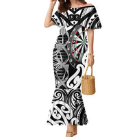 Personalised New Zealand Darts Family Matching Mermaid Dress and Hawaiian Shirt Aotearoa Maori Its In My DNA Black LT14 Mom's Dress Black - Polynesian Pride
