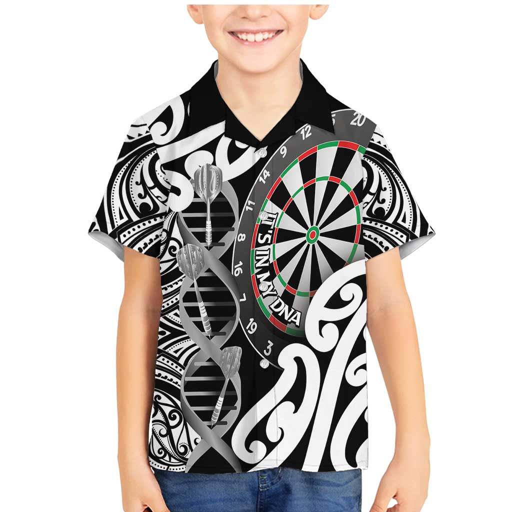 Personalised New Zealand Darts Family Matching Mermaid Dress and Hawaiian Shirt Aotearoa Maori Its In My DNA Black LT14 Son's Shirt Black - Polynesian Pride