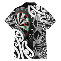 Personalised New Zealand Darts Family Matching Off The Shoulder Long Sleeve Dress and Hawaiian Shirt Aotearoa Maori Its In My DNA Black - Polynesian Pride