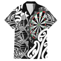 Personalised New Zealand Darts Family Matching Off Shoulder Maxi Dress and Hawaiian Shirt Aotearoa Maori Its In My DNA Black LT14 Dad's Shirt - Short Sleeve Black - Polynesian Pride