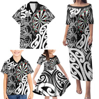Personalised New Zealand Darts Family Matching Puletasi and Hawaiian Shirt Aotearoa Maori Its In My DNA Black LT14 - Polynesian Pride