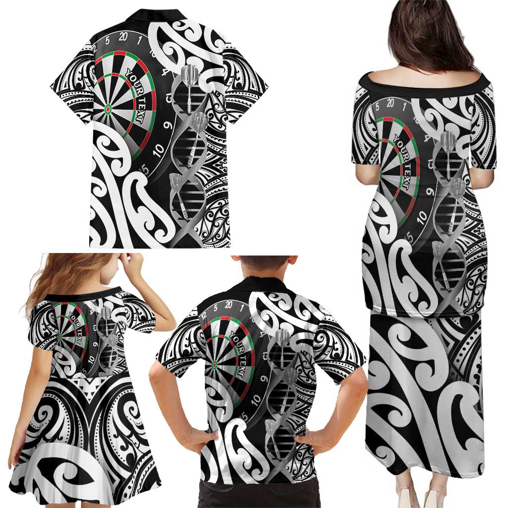 Personalised New Zealand Darts Family Matching Puletasi and Hawaiian Shirt Aotearoa Maori Its In My DNA Black LT14 - Polynesian Pride