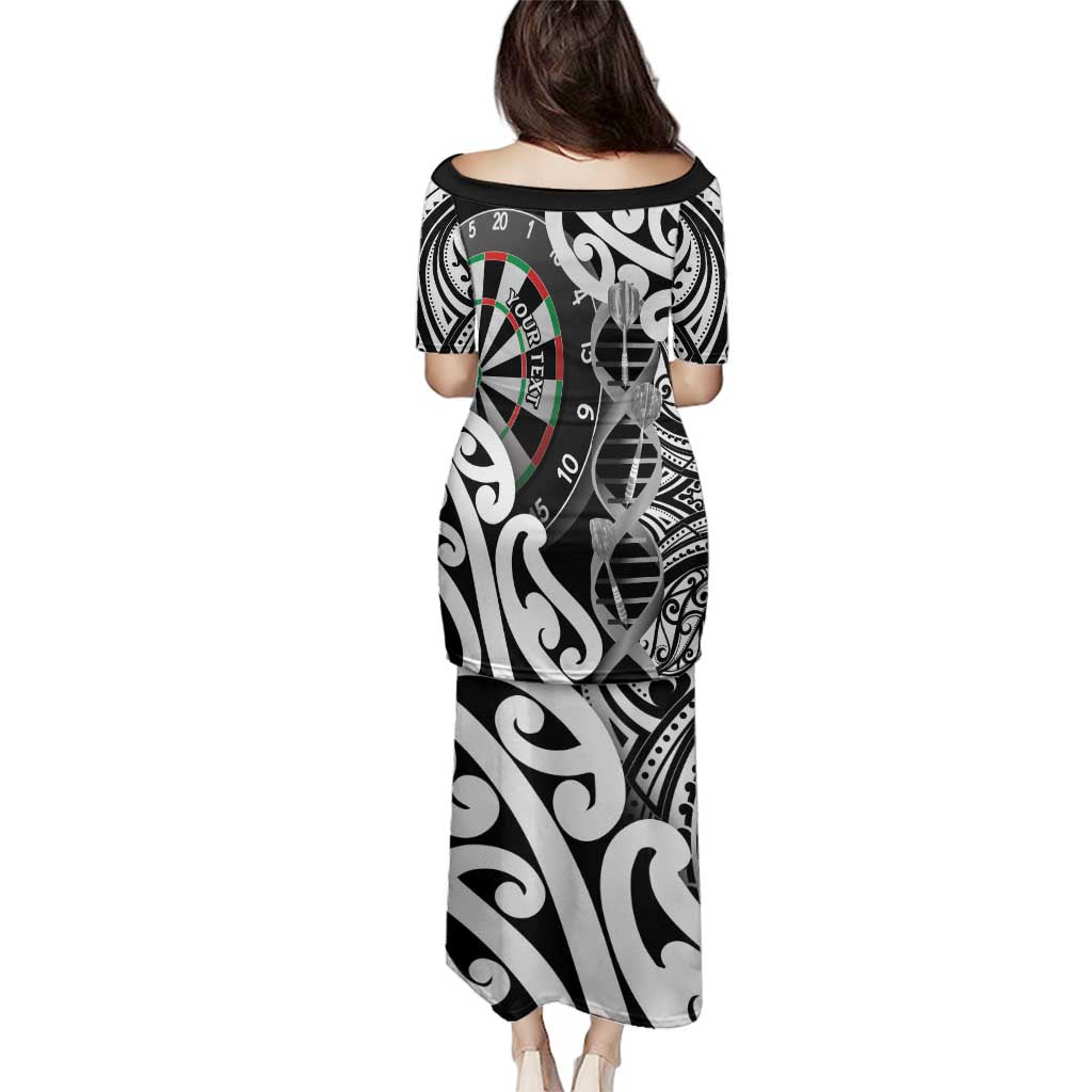 Personalised New Zealand Darts Family Matching Puletasi and Hawaiian Shirt Aotearoa Maori Its In My DNA Black LT14 - Polynesian Pride