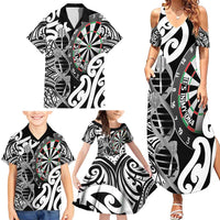 Personalised New Zealand Darts Family Matching Summer Maxi Dress and Hawaiian Shirt Aotearoa Maori Its In My DNA Black LT14 - Polynesian Pride