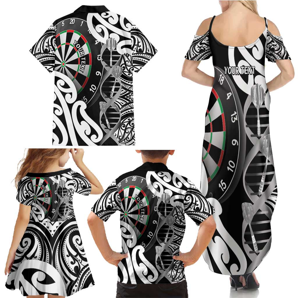 Personalised New Zealand Darts Family Matching Summer Maxi Dress and Hawaiian Shirt Aotearoa Maori Its In My DNA Black LT14 - Polynesian Pride