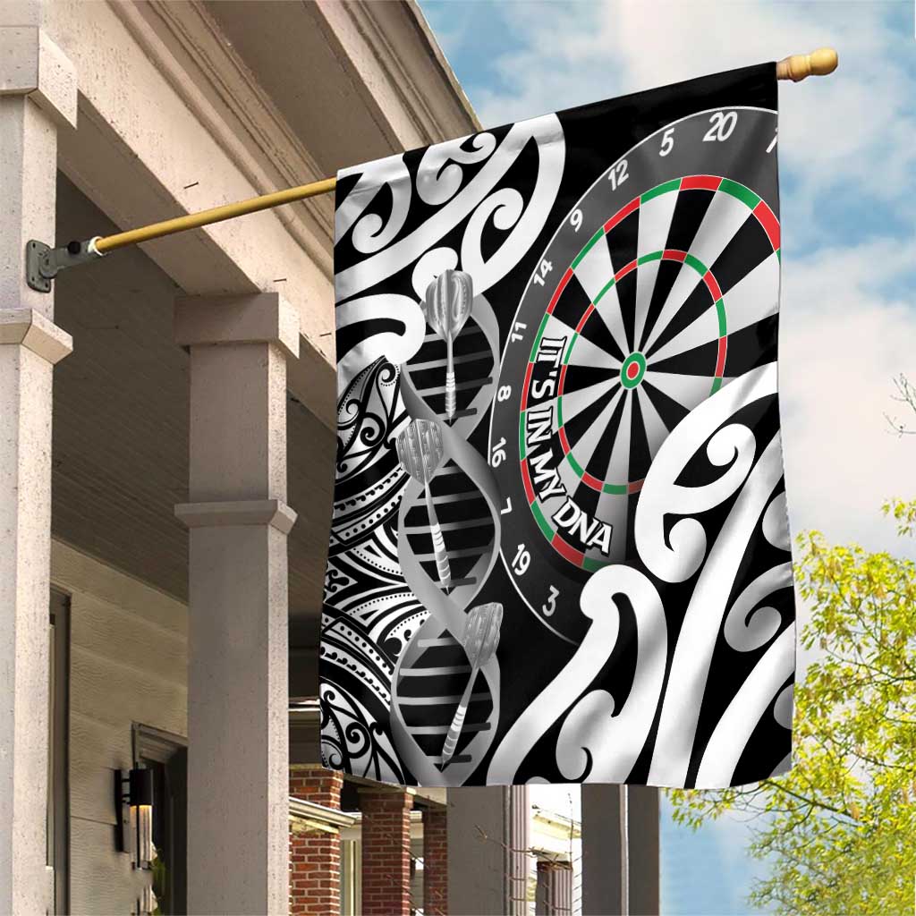 New Zealand Darts Garden Flag Aotearoa Maori Its In My DNA Black - Polynesian Pride