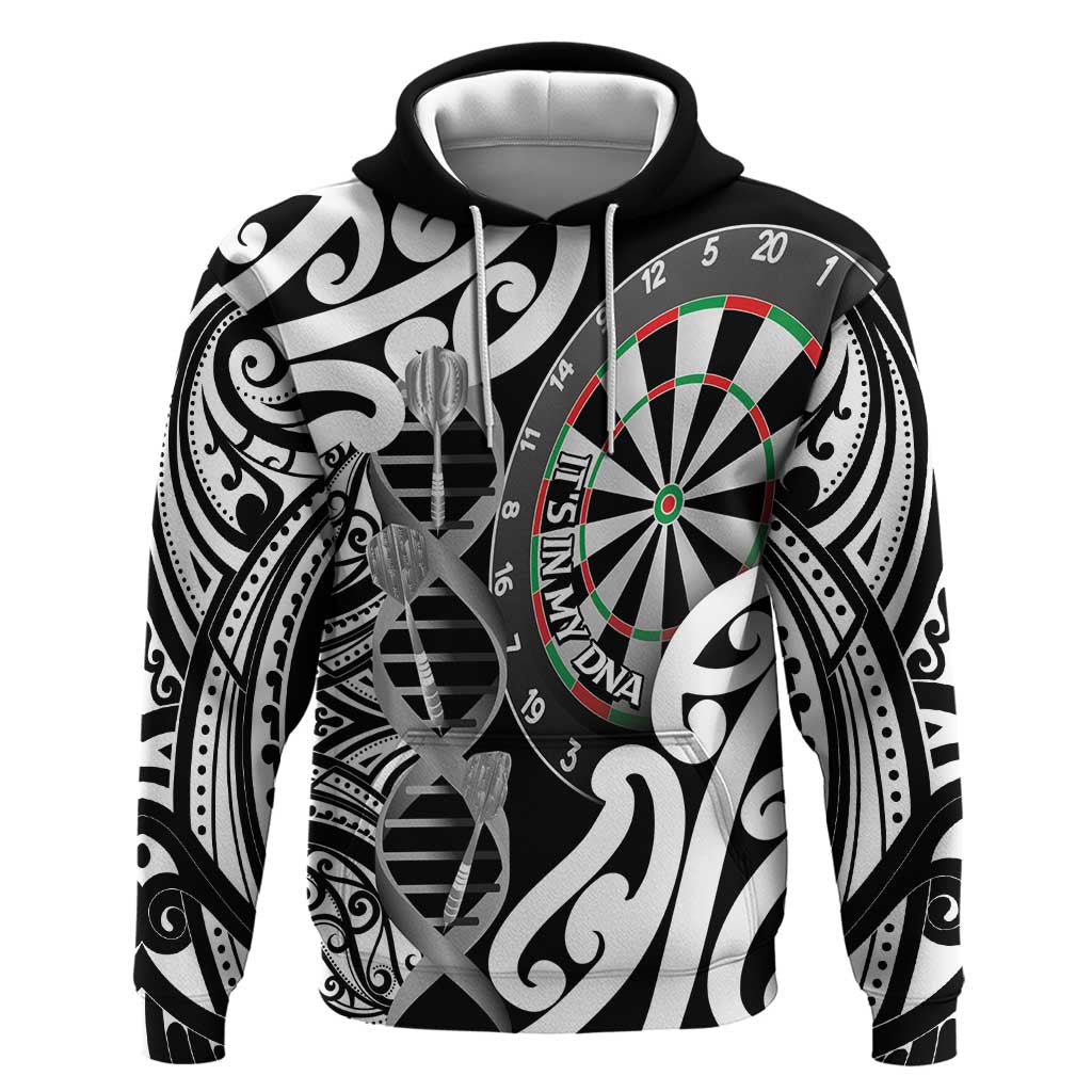 Personalised New Zealand Darts Hoodie Aotearoa Maori Its In My DNA Black - Polynesian Pride