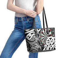 New Zealand Darts Leather Tote Bag Aotearoa Maori Its In My DNA Black - Polynesian Pride