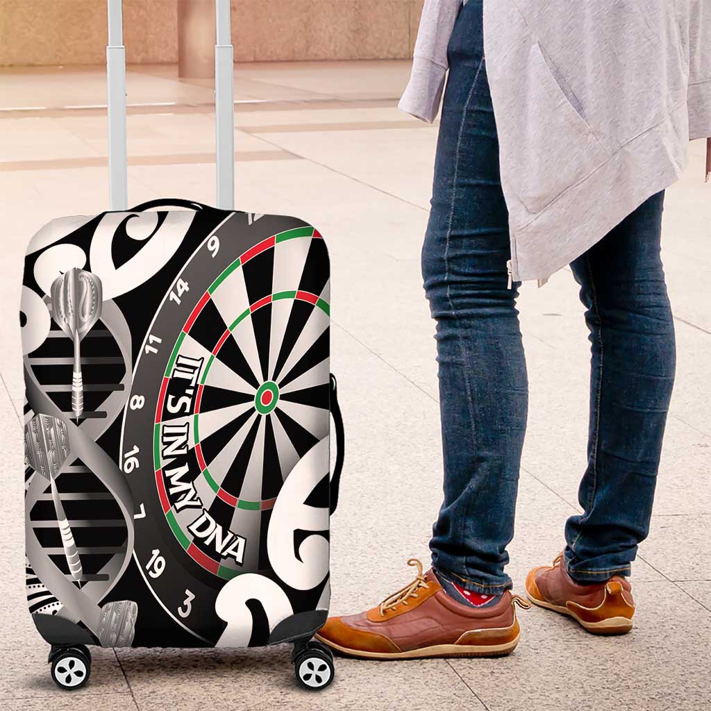 New Zealand Darts Luggage Cover Aotearoa Maori Its In My DNA Black - Polynesian Pride