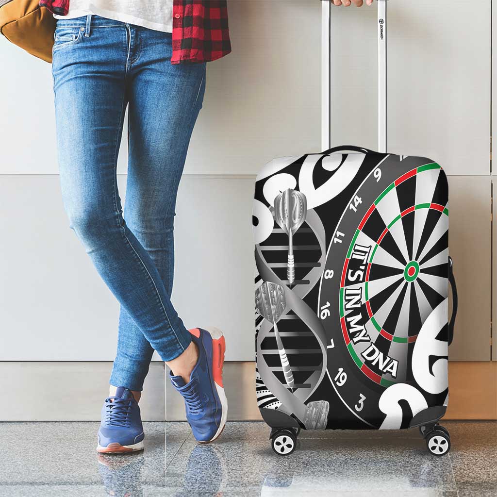 New Zealand Darts Luggage Cover Aotearoa Maori Its In My DNA Black - Polynesian Pride