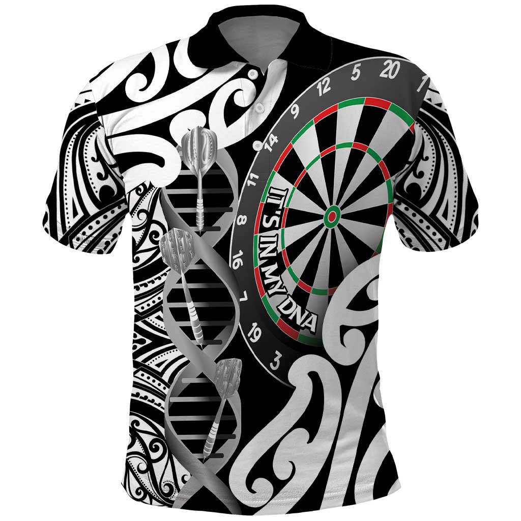 Personalised New Zealand Darts Polo Shirt Aotearoa Maori Its In My DNA Black - Polynesian Pride