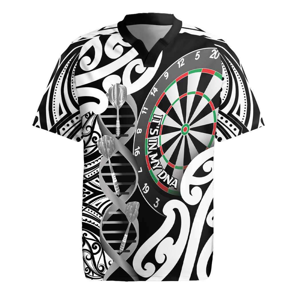 Personalised New Zealand Darts Rugby Jersey Aotearoa Maori Its In My DNA Black - Polynesian Pride