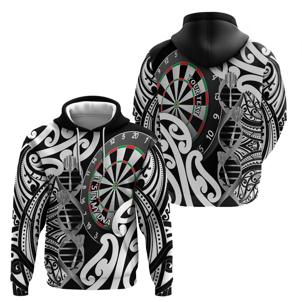 Personalised New Zealand Darts Zip Hoodie Aotearoa Maori Its In My DNA Black - Polynesian Pride