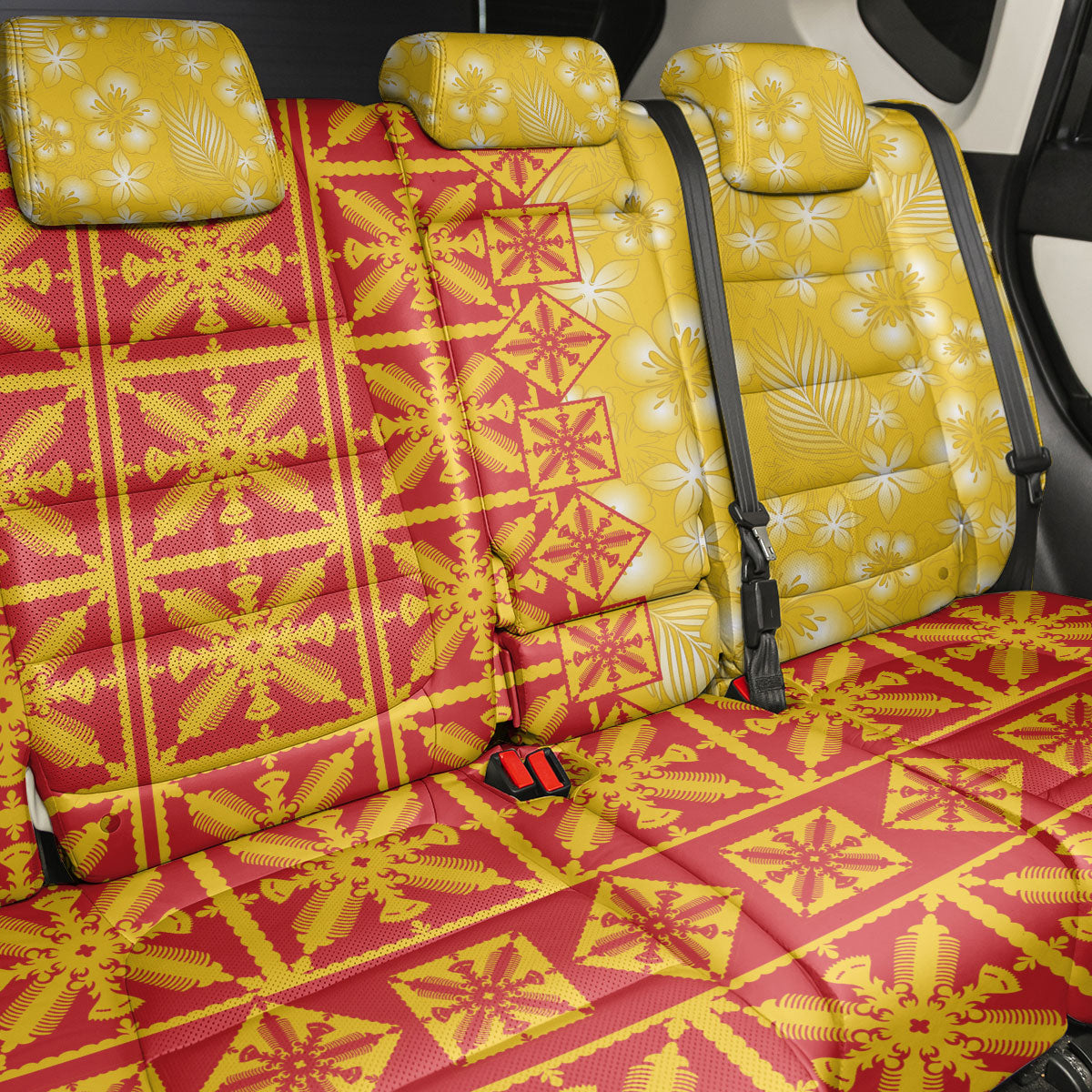 Kahili Quilt Hawaii Back Car Seat Cover Tropical Flower Seamless Half Style