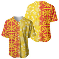 Kahili Quilt Hawaii Baseball Jersey Tropical Flower Seamless Half Style
