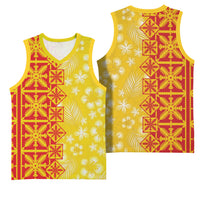 Kahili Quilt Hawaii Basketball Jersey Tropical Flower Seamless Half Style