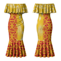 Kahili Quilt Hawaii Couples Matching Mermaid Dress and Hawaiian Shirt Tropical Flower Seamless Half Style LT14 - Polynesian Pride