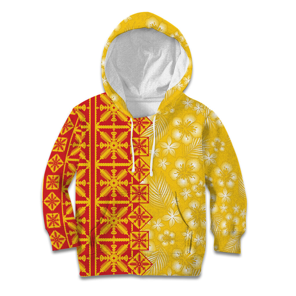 Kahili Quilt Hawaii Kid Hoodie Tropical Flower Seamless Half Style