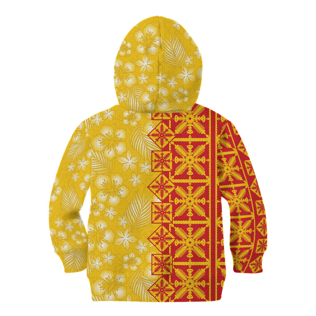 Kahili Quilt Hawaii Kid Hoodie Tropical Flower Seamless Half Style