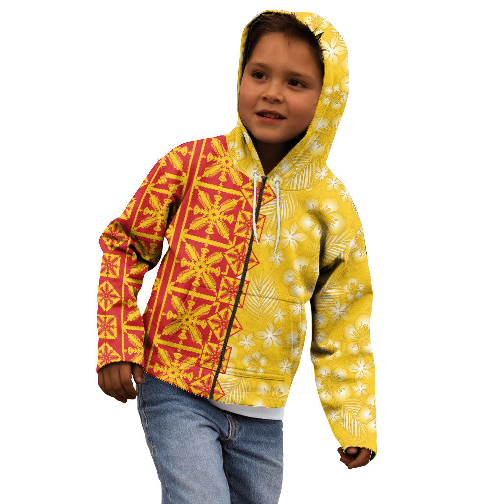 Kahili Quilt Hawaii Kid Hoodie Tropical Flower Seamless Half Style
