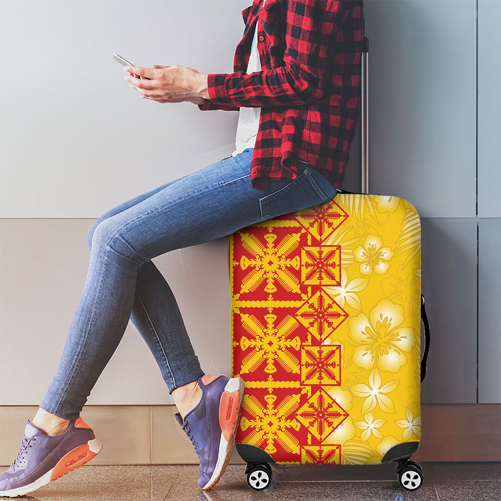 Kahili Quilt Hawaii Luggage Cover Tropical Flower Seamless Half Style