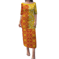Kahili Quilt Hawaii Puletasi Tropical Flower Seamless Half Style
