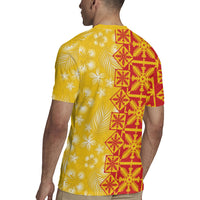 Kahili Quilt Hawaii Rugby Jersey Tropical Flower Seamless Half Style