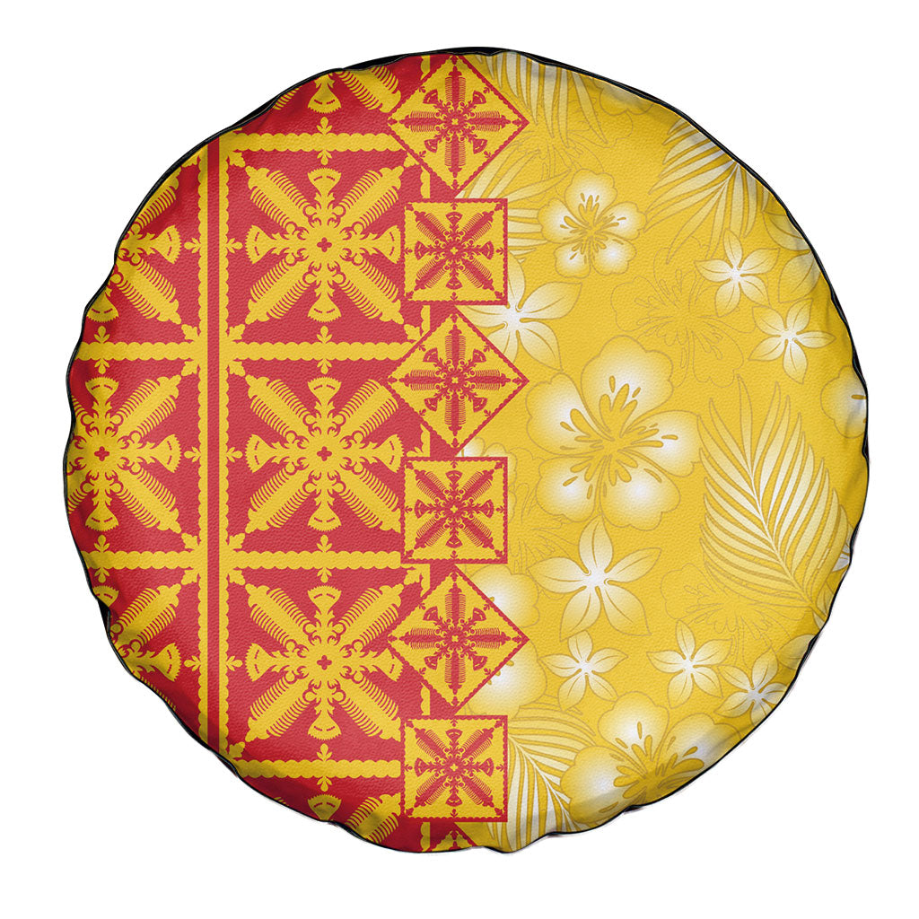 Kahili Quilt Hawaii Spare Tire Cover Tropical Flower Seamless Half Style