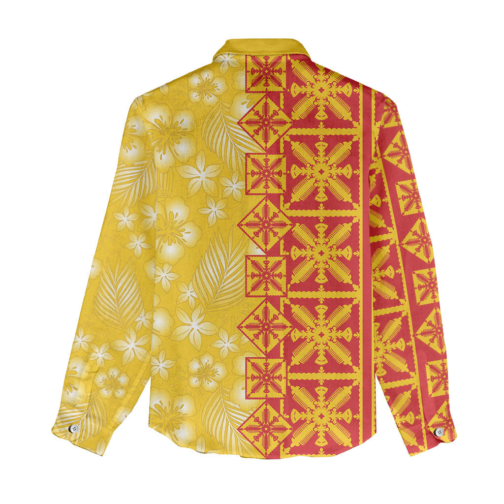 Kahili Quilt Hawaii Women Casual Shirt Tropical Flower Seamless Half Style