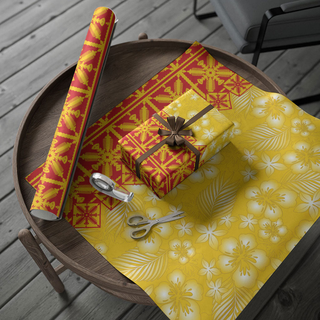 Kahili Quilt Hawaii Wrapping Paper Tropical Flower Seamless Half Style