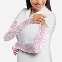 Pastel Pink Kahili Quilt Hawaii Arm Sleeves Tropical Flower Seamless Half Style