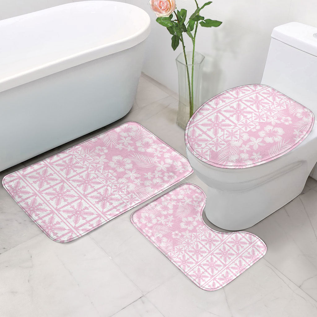Pastel Pink Kahili Quilt Hawaii Bathroom Set Tropical Flower Seamless Half Style