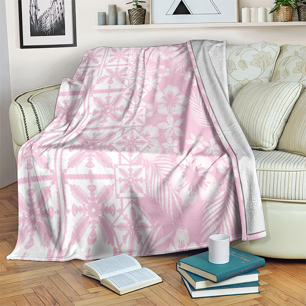 Pastel Pink Kahili Quilt Hawaii Blanket Tropical Flower Seamless Half Style LT14 Pink - Polynesian Pride