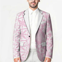 Pastel Pink Kahili Quilt Hawaii Blazer Tropical Flower Seamless Half Style